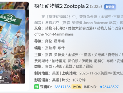 疯狂动物城2Zootopia 2(2025) 1080P 高清｜内封第一部 双语字幕 可在线看 